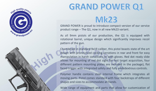 GP Q1 Mk23 data sheet cover