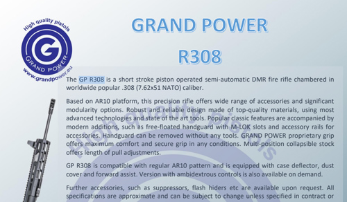 GP R308 data sheet cover